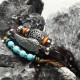 Adjustable Black Braided Leather Bracelet Multilayer Weave Bracelets Wing Turquoise Beads Bracelet