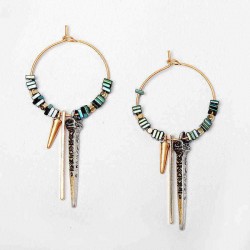 African Green Ore Texture Earrings Geometric Circle Ear Drop Earring For Women