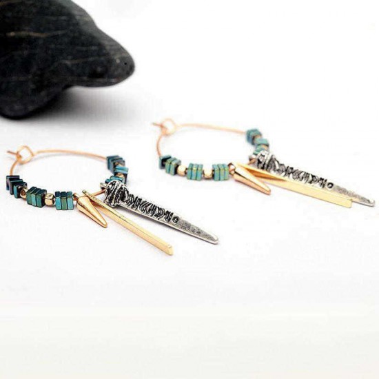 African Green Ore Texture Earrings Geometric Circle Ear Drop Earring For Women