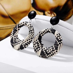 African Hallow Braided Circle Earring Retro Style Ear Drop Earring For Women