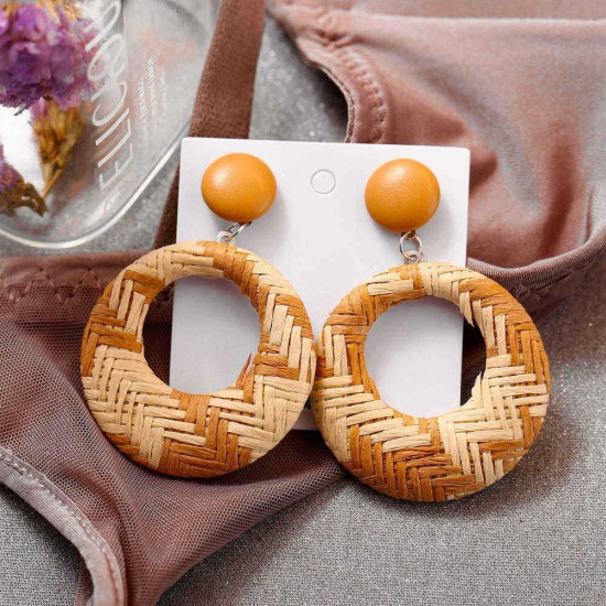 African Hallow Braided Circle Earring Retro Style Ear Drop Earring For Women