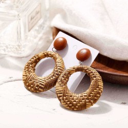 African Hallow Braided Circle Earring Retro Style Ear Drop Earring For Women