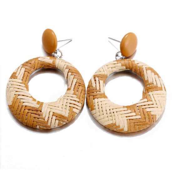 African Hallow Braided Circle Earring Retro Style Ear Drop Earring For Women