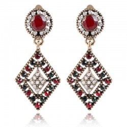 African Hallow Rhineston Ear Drop Earring Retro Shiny Diamond Earrings For Women