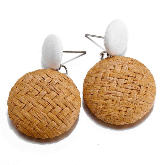 African Paper Weaving Big Earring Retro Style Round Circle Ear Drop Earring For Women