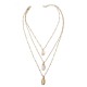 African Style Shell Multi-Layer Necklace Gold Metal Conch-inlaid Gold-rimmed Cavicle Chain Necklace