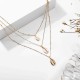 African Style Shell Multi-Layer Necklace Gold Metal Conch-inlaid Gold-rimmed Cavicle Chain Necklace