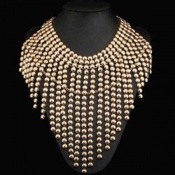 Alloy Chains Tassel Bubble Statement Chunky Necklace Gold Plated