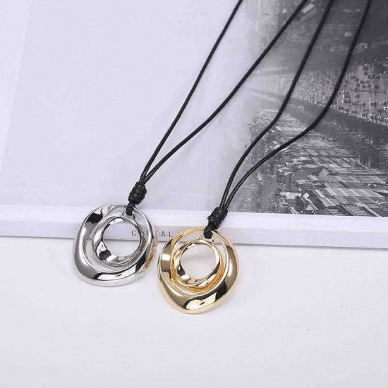 Alloy Necklace Double Circle Personality Simple Fashion Pendant for Women