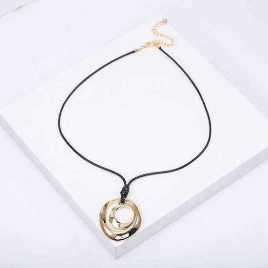 Alloy Necklace Double Circle Personality Simple Fashion Pendant for Women