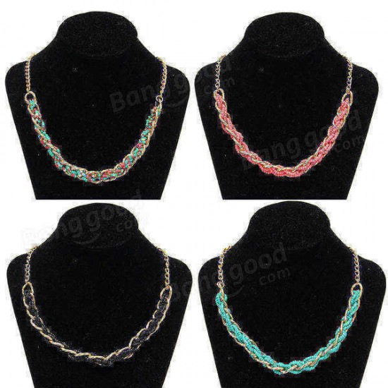 Alloy Winding Bead Statement Women Jewelry Necklace