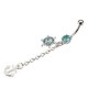 Anchor Wheel Rhinestone Navel Belly Ring Dangle Piercing Body Jewelry