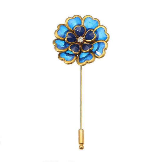 Antique Gold Plated Crystal Flower Brooch Elegant Alloy Pin Women Jewelry