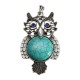 Antique Silver Flower Owl Turquoise Charm Necklace Pendant Unisex