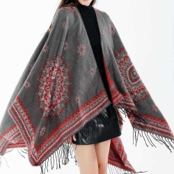 Artificial Cashmere 130*150CM Women Winter Vintage Ethnic Style Scarf Shawl with Tassel