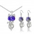 Austria Crystal Naughty Cat Platinum Rhinestone Necklace Earrings Jewelry Set