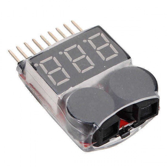 Battery Voltage Meter Tester Battery Monitor Buzzer Alarm For 1S-8S Lipo Battery