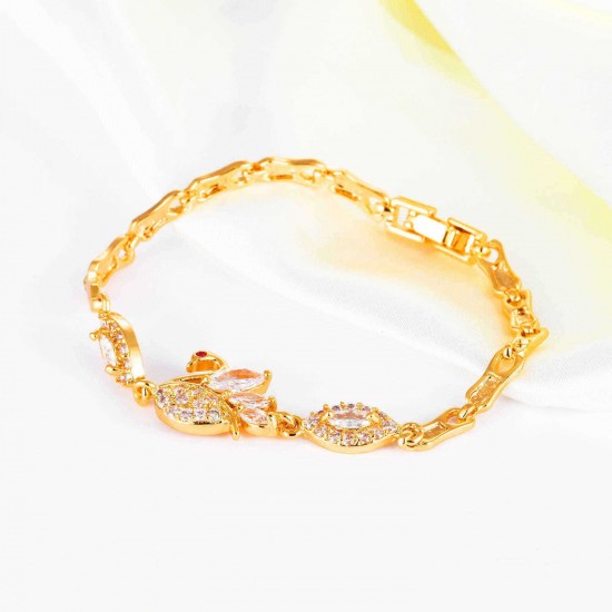 Beautiful Diamond-Studded Zircon Plated  Female Bracelet-18K gold