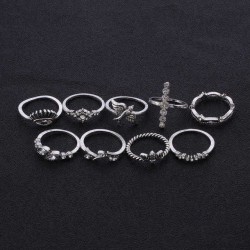 Bird Bee Crown Crown Diamond Branch Diamond Devil's Eye Ring Nine Piece Joint Ring