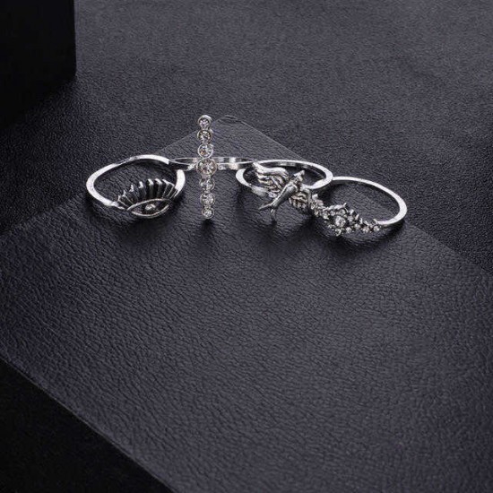 Bird Bee Crown Crown Diamond Branch Diamond Devil's Eye Ring Nine Piece Joint Ring