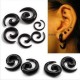 Black White Acrylic Carved Spiral Snail Tapered Ear Plug Ear Expander