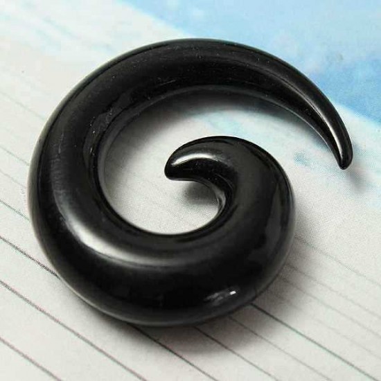 Black White Acrylic Carved Spiral Snail Tapered Ear Plug Ear Expander