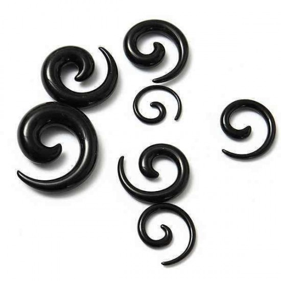 Black White Acrylic Carved Spiral Snail Tapered Ear Plug Ear Expander