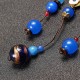 Blue Crystal Flower Necklace Ethnic Long Rope Bead Necklace for Women