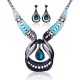 Blue Gems Necklace Crystal Drop Earrings Jewelry Set