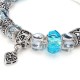 Blue Murano Glass Beads Crystal Bracelet 925 Silver Plated