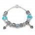 Blue Murano Glass Beads Crystal Bracelet 925 Silver Plated