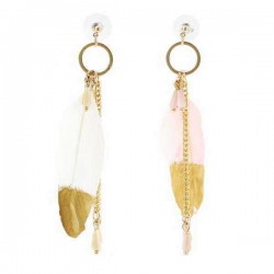 Bohemia Creative Wind Golden Feather Crystal Earrings