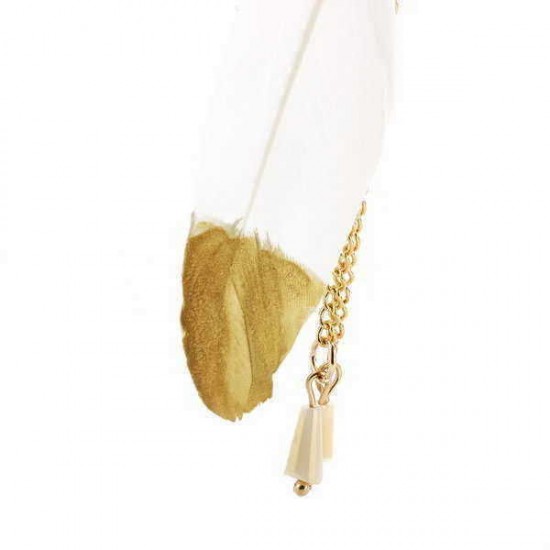 Bohemia Creative Wind Golden Feather Crystal Earrings