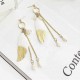 Bohemia Creative Wind Golden Feather Crystal Earrings