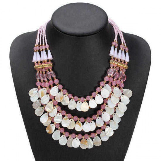 Bohemia Crystal Teardrop Water Drop Multilayer Pendant Statement Necklace