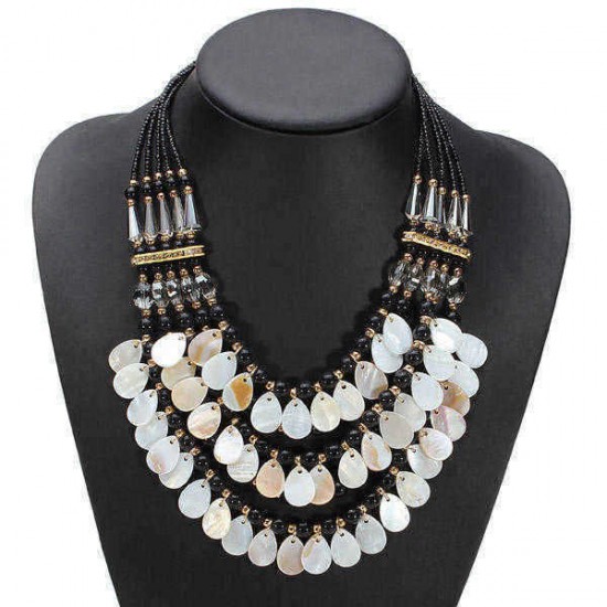 Bohemia Crystal Teardrop Water Drop Multilayer Pendant Statement Necklace