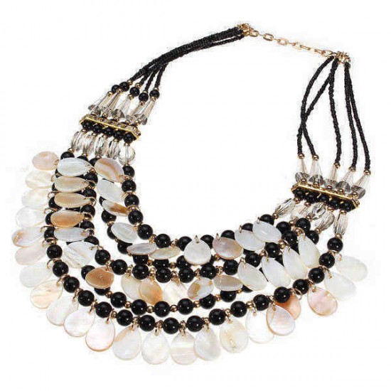 Bohemia Crystal Teardrop Water Drop Multilayer Pendant Statement Necklace