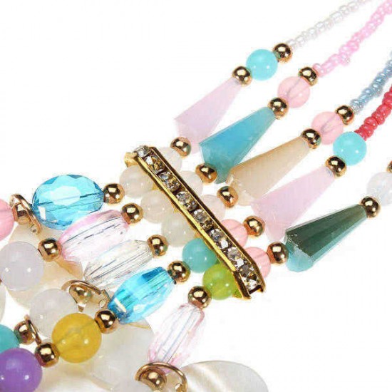 Bohemia Crystal Teardrop Water Drop Multilayer Pendant Statement Necklace