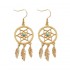 Bohemia Dreamcatcher Feather Charm Earrings Women Gold Colors Leaf Hollow Earrings