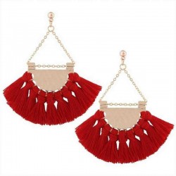 Bohemia Women's Alloy Earrings Four Colors Retro Sector Tassel Earring