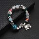 Bohemian Beaded Bracelets Colorful Irregular Flower Beads Elephant Charm Bracelet for Women