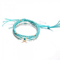 Bohemian Blue Beaded Anklet A Set of Wax Rope Beads Multilayer Anklets Ethnic Jewelry for Women