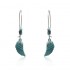 Bohemian Blue Green Feather Shape Dangle Earring Flower Leaf Carving Silver Earrings for Women