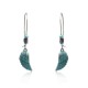 Bohemian Blue Green Feather Shape Dangle Earring Flower Leaf Carving Silver Earrings for Women