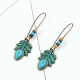 Bohemian Blue Leaf Turquoise Tassel Earrings Vintage Beads Charming Pendant Earring Drop for Women