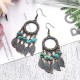 Bohemian Blue Stone Multi-layer Leaf Ear Drop Earrings Tassels Women Earring