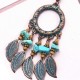 Bohemian Blue Stone Multi-layer Leaf Ear Drop Earrings Tassels Women Earring