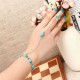 Bohemian Blue Turquoise Ring Bracelet Vintage Alloy Chain Bracelet Women Jewelry