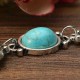 Bohemian Blue Turquoise Ring Bracelet Vintage Alloy Chain Bracelet Women Jewelry