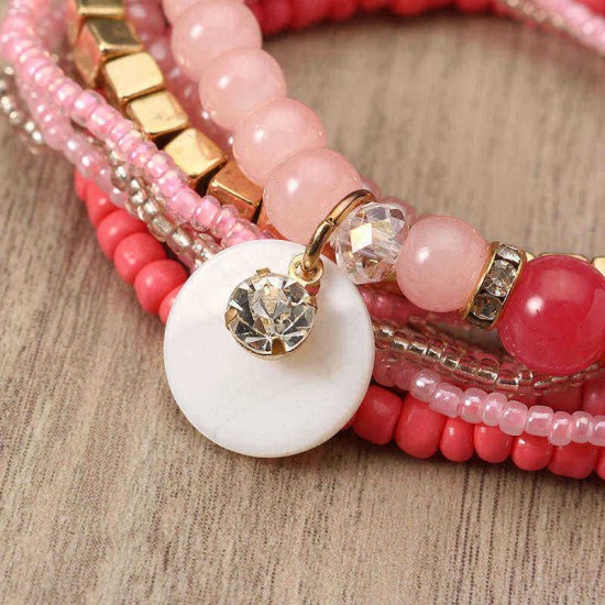 Bohemian Bracelet Crystal Beads Tassel Multilayer Bracelets for Women